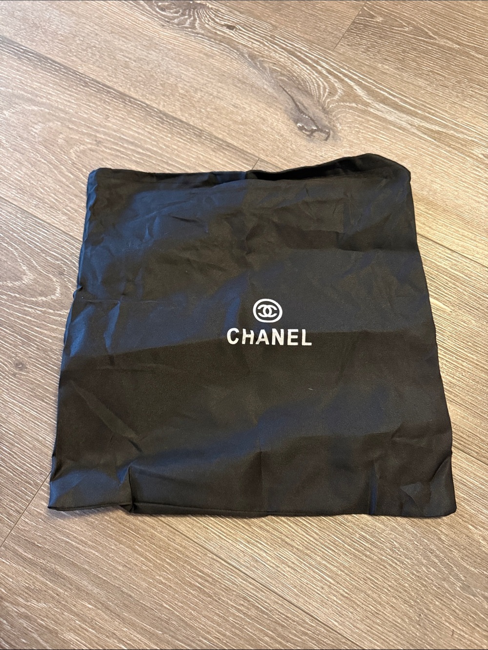 CHANEL Black Drawstring Logo Dust Pouch